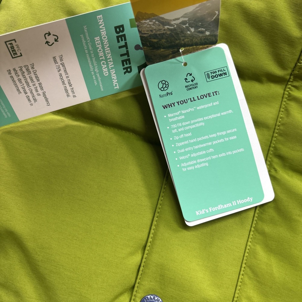 Marmot Fordham II 700 Down Jacket Kids Size XL Storm/Cilantro New MSRP $185 - Picture 8 of 8
